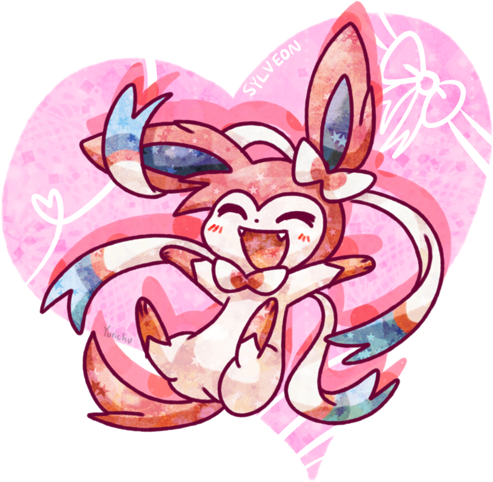 Sylveon Eveevolution Pokemon Pokémon Cute Fanart Pink - Sylveon Heart (1024x1024), Png Download