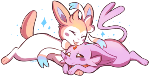 Chibi Sylveon - Sylveon And Espeon Chibi (500x277), Png Download
