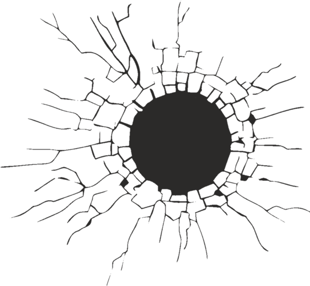 Glass Hole Cracked Cracking Cracks Ground Overlay Wall - Round Hole In Wall (1022x946), Png Download