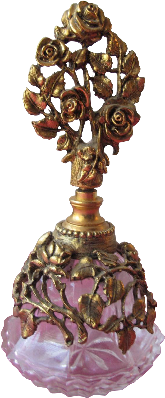 1950's Perfume Bottle Of Glass And Brass - Crystal (1332x1332), Png Download
