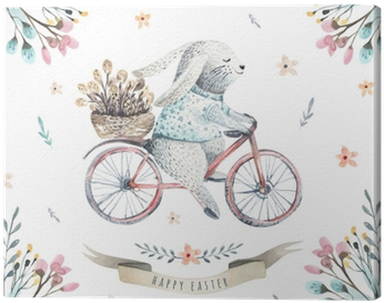 Picture Free Library Boho Drawing Cartoon - Clip Art Watercolor Easter Bunny (400x400), Png Download