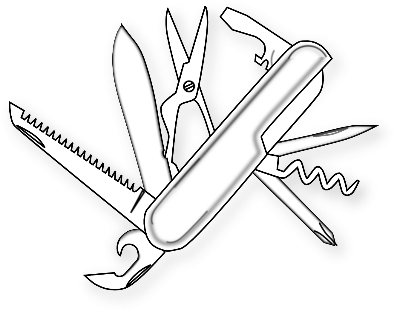 Drawn Knife Clipart - Swiss Army Knife Illustration (1331x1051), Png Download