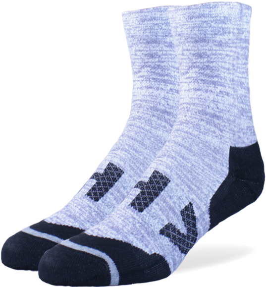 White Melange - Crew - Sock (600x578), Png Download