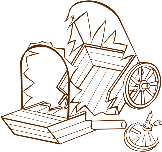 Covered Wagon Wheel Rim Wagon Train - Broken Wagon Wheel Clipart (750x750), Png Download