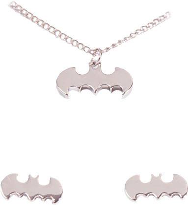 Batman Bat Symbol Necklace & Earring Set - Pendant (600x600), Png Download