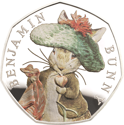 A Cousin Of Peter Rabbit, Benjamin Made His First Appearance - 50p Beatrix Potter Coins (430x432), Png Download