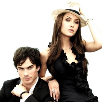Elena Gilbert - Nina Dobrev Ve Ian Somerhalder (400x400), Png Download