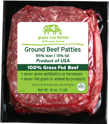 Grass Run Farms 85% Beef Patties, 1 Lb (600x495), Png Download