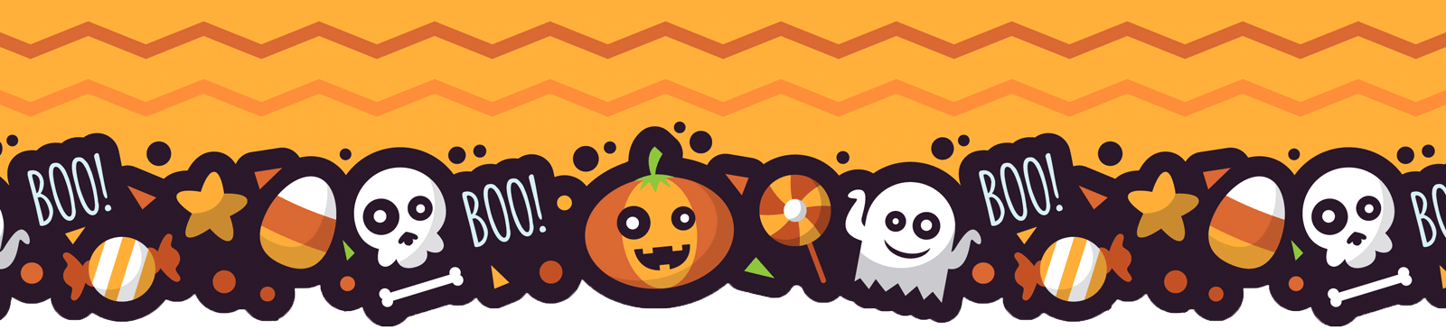 Halloween Border Top Rev - Halloween Border Png (1600x365), Png Download