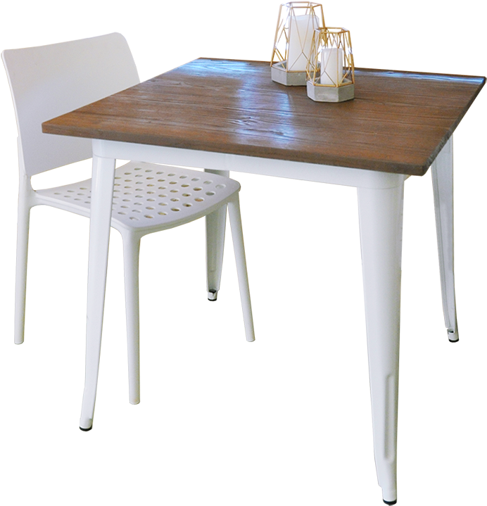 Replica Tolix Cafe Table Wood Top Large - Kitchen & Dining Room Table (800x800), Png Download