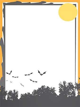 Halloween Photo Frame Border With Flying Bats - Halloween Paper Border Png (338x450), Png Download