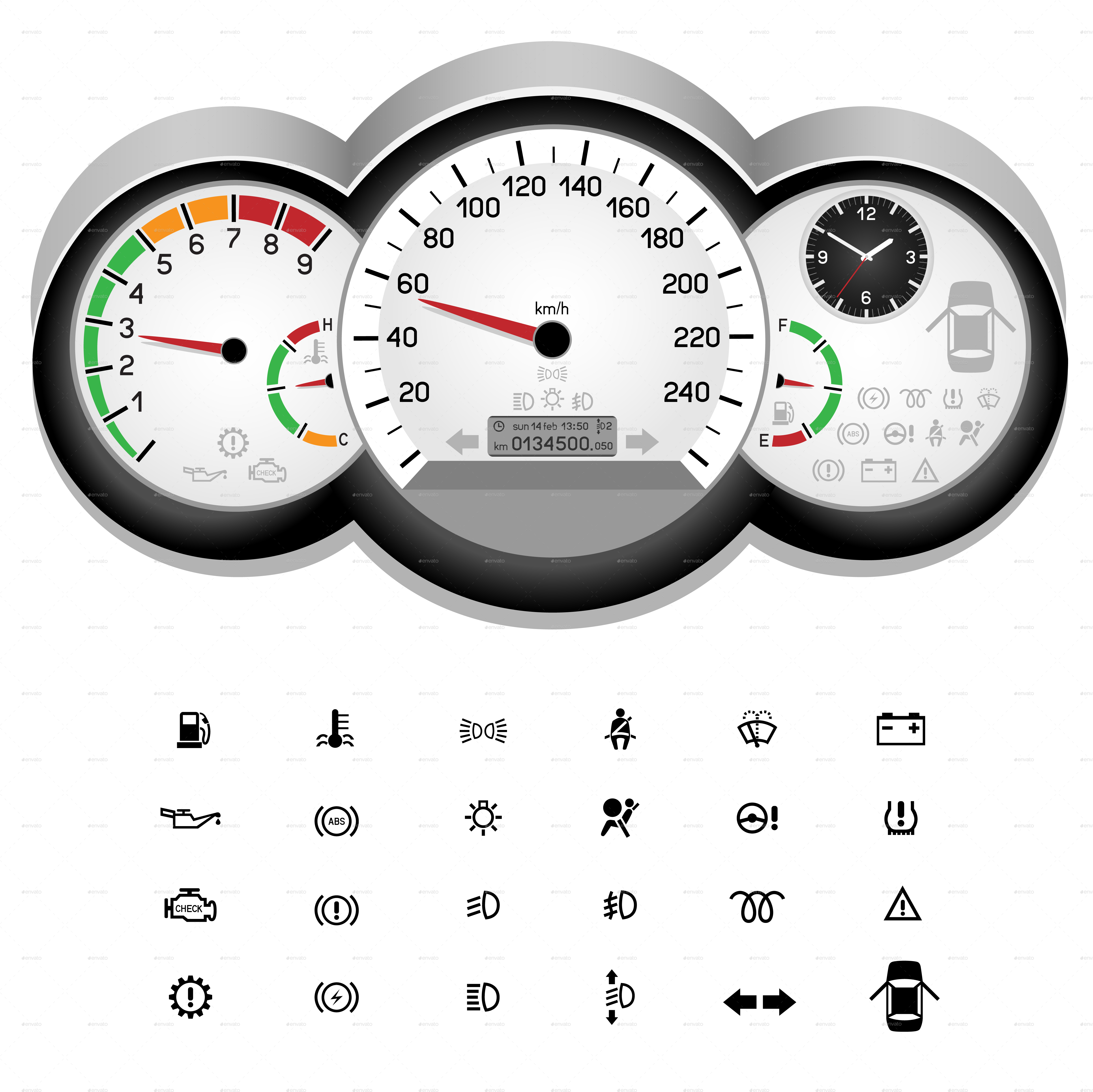 Control Panel Icon By Romvo Graphicriver Speedometer - Panel Car Png (4961x4961), Png Download