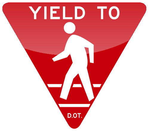 Yield To Sign - Yield To Pedestrians Sign (500x440), Png Download