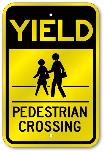 Yield Pedestrian Crossing - Slow Pedestrian Crossing Sign (500x500), Png Download