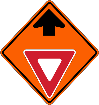 W3-2 Yield Ahead - Low Clearance Road Sign (405x433), Png Download
