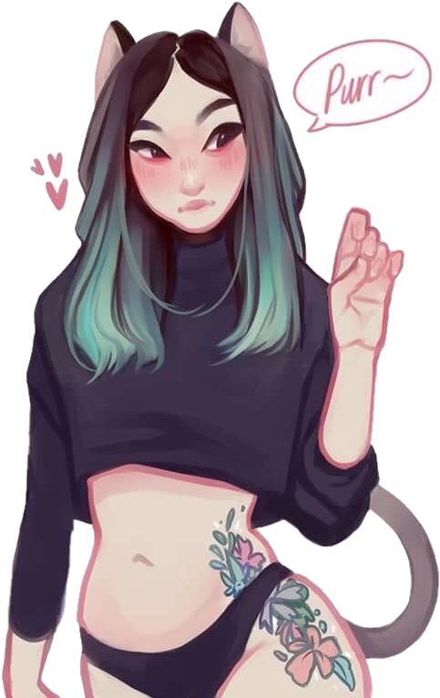 Cat Girl By Cyarin - Cyarin Instagram (483x766), Png Download