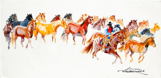 Standing In A Sea Of - Stallion (564x381), Png Download