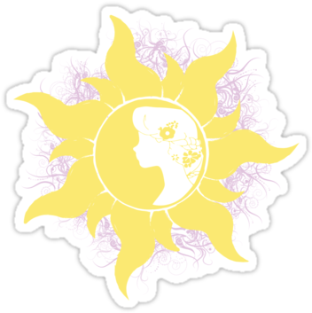 Rapunzel Silhouette In Tangled Tangled Sun Silhouette - Tangled (375x360), Png Download