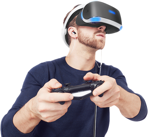Should Lbes Be Scared Of Mass Market At Home Vr - Playstation Vr Person (500x464), Png Download