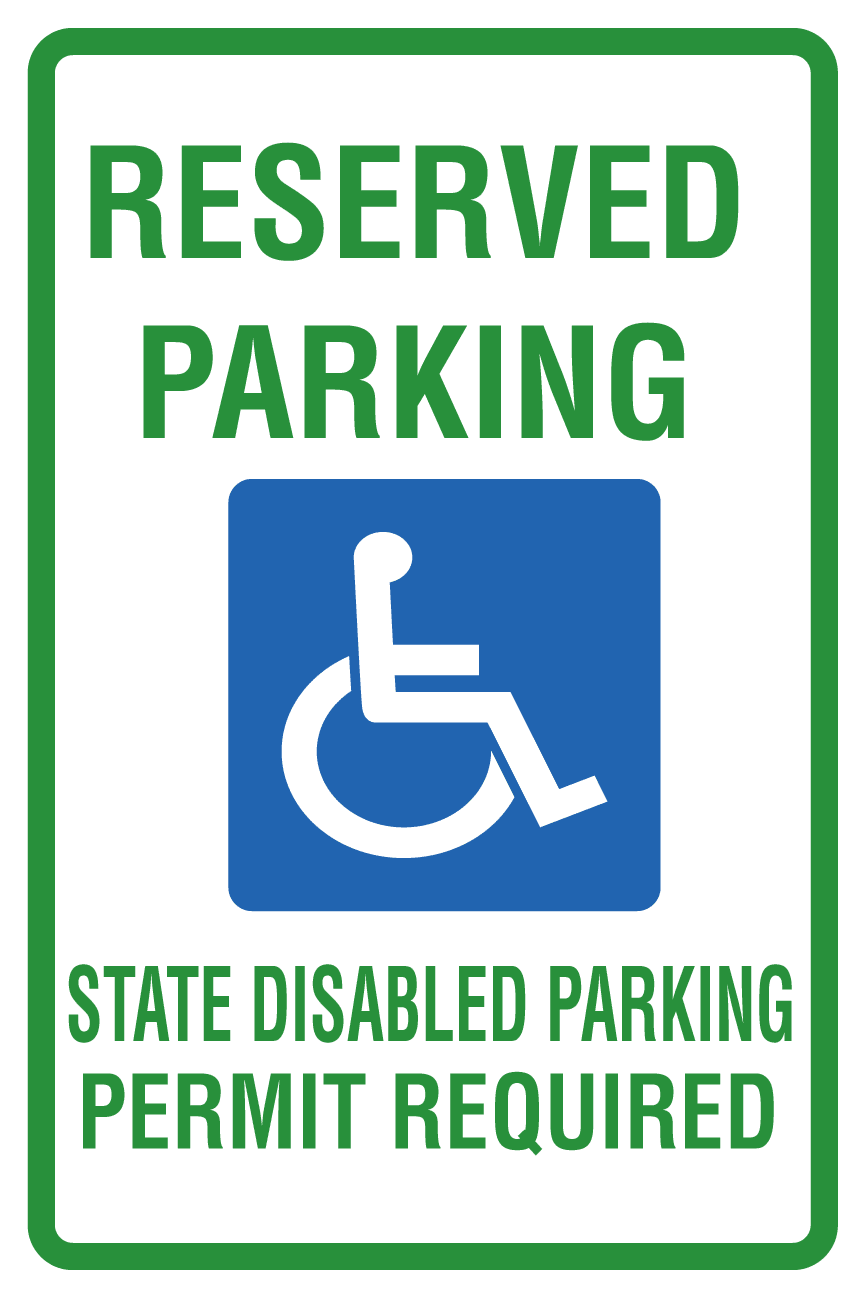Reserved Parking Permit Required - Handicapped Parking Sign (1296x1296), Png Download