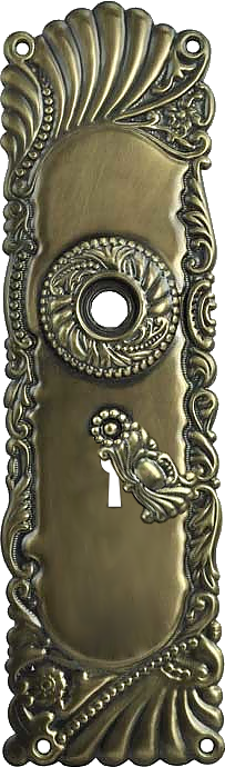 Decorative Vintage Style Brass Door Plate With Knob - Decorative Door Plates (203x690), Png Download