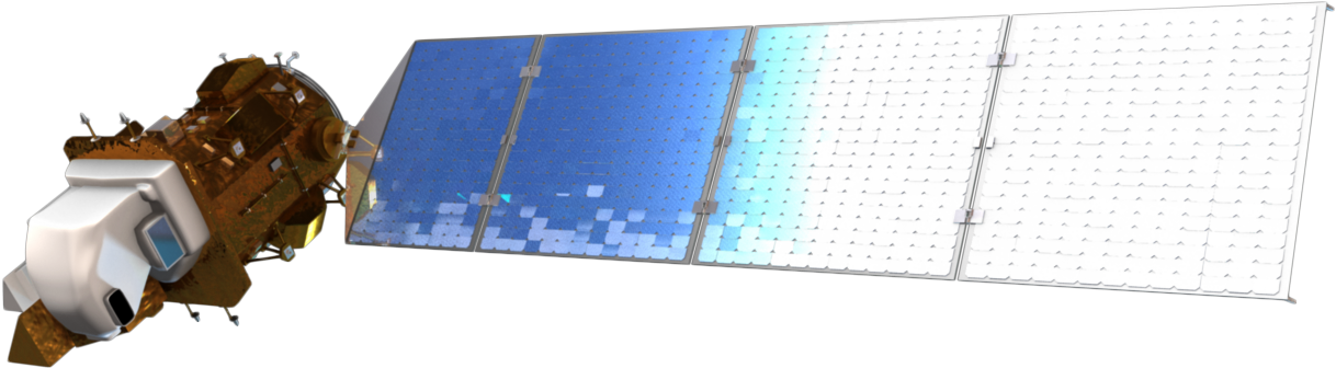 Ldcm Satellite From The Solar Panel Side - Satellite Solar Panels Png (1238x356), Png Download