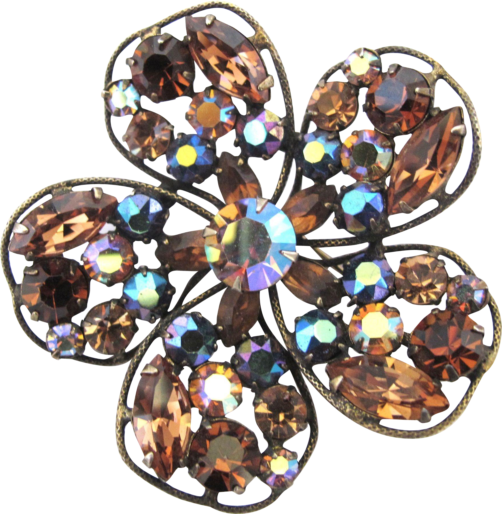 Regency Amber Rhinestone Flower Pin And Accessories - Rhinestone Flower Pin (1782x1782), Png Download