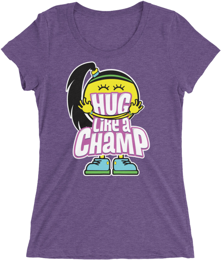 Bayley "hug Like A Champ" Women's Tri Blend T Shirt - Women's Distinct Heiress X Triblend - Aqua Triblend (900x900), Png Download
