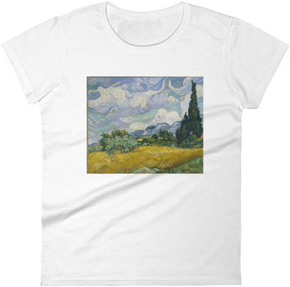 Wheat Field With Cypresses Cotton Art Tee For - Vincent Van Gogh (480x480), Png Download
