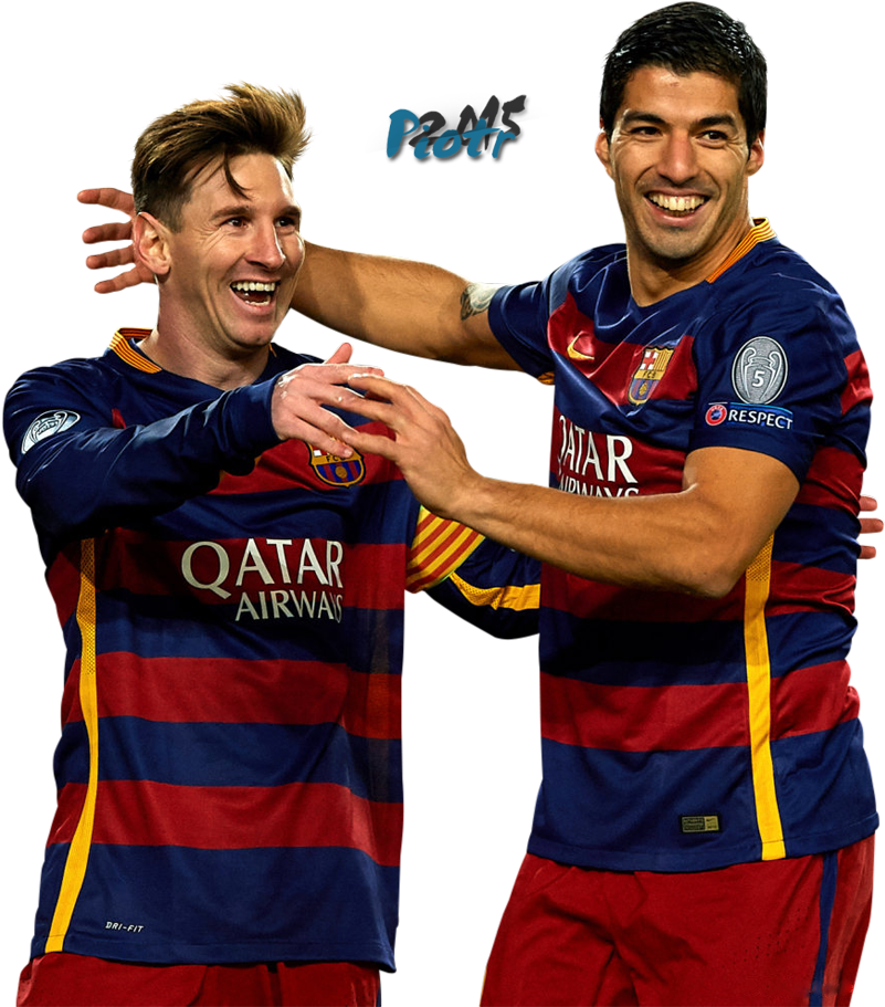 Lionel Messi Luis Suarez - Suarez And Messi Png (838x927), Png Download