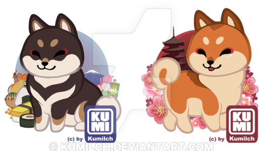 Shiba Inu Badges By Kumilch On Deviantart Picture - Kawaii Black Shiba Inu (600x316), Png Download