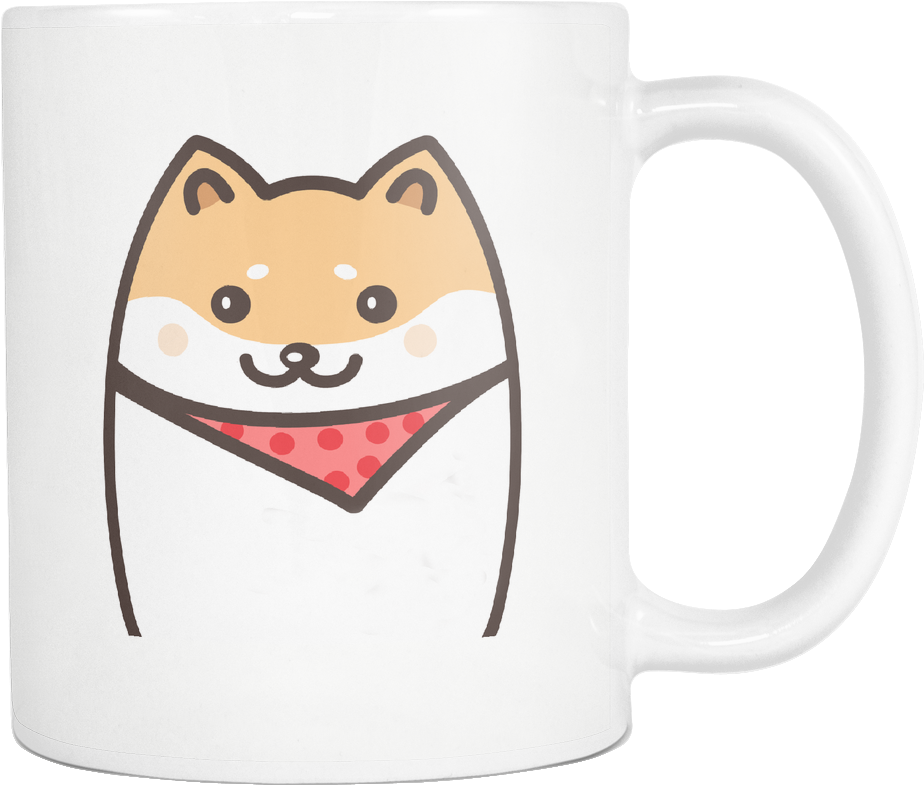 Cute Shiba Inu With A Handkerchief Mug 9oz - Coffee Cup (1024x1024), Png Download