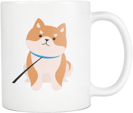 Cute Shiba Inu On A Leash Mug 9oz - Shiba Inu (480x480), Png Download