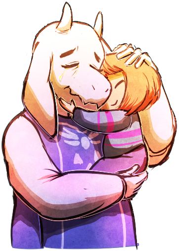 Toriel And Frisk Embrace By Psychohog On Deviantart - Toriel And Frisk Cute (362x505), Png Download