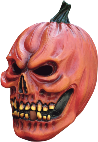 Scary Pumpkin Mask Orange With Green Stem And Yellow - Png Scary Pumpkin Head (600x600), Png Download