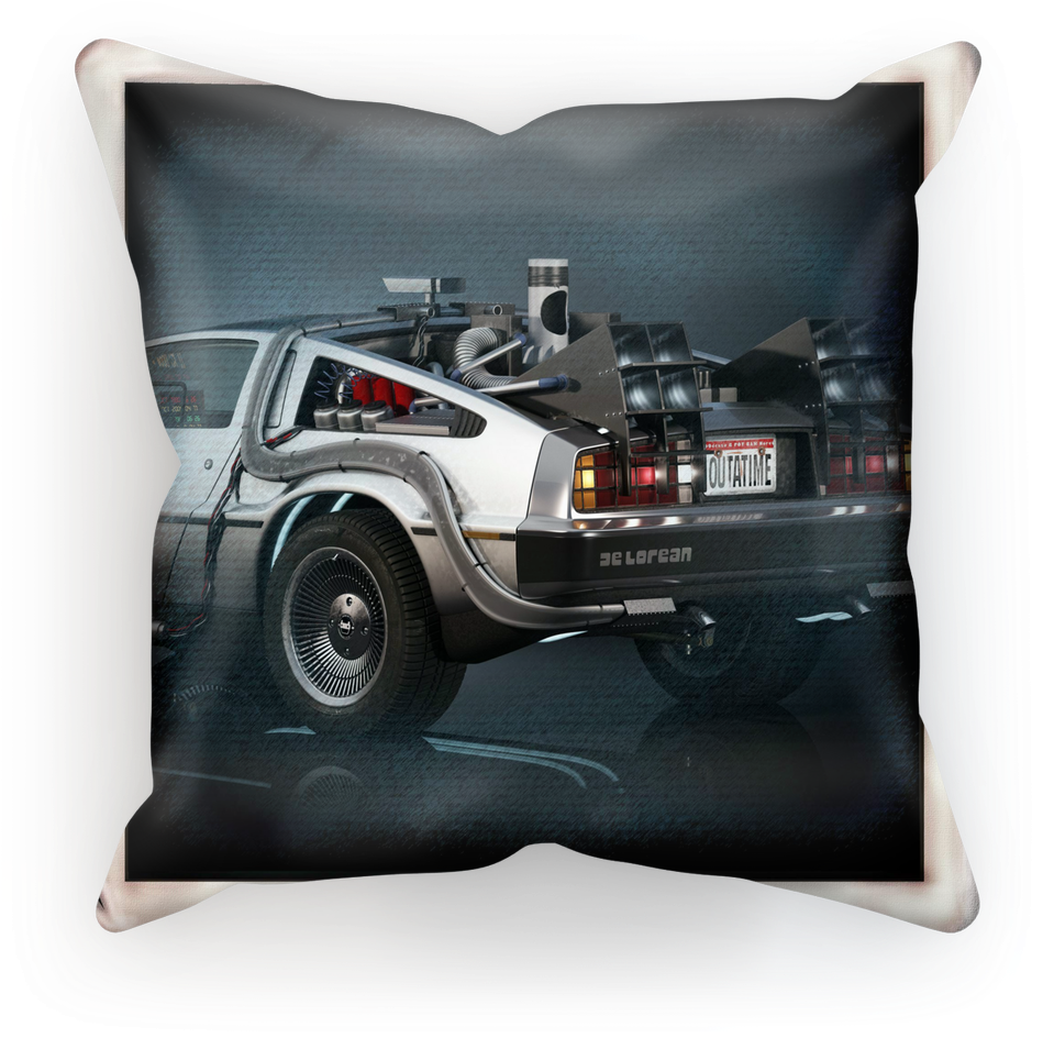 Delorean ﻿sublimation Cushion Cover - Delorean Time Machine Background (1024x1024), Png Download