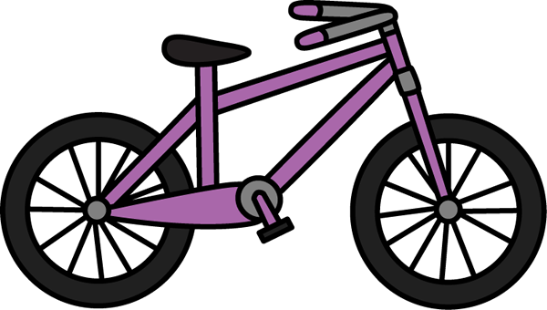 Purple Bike Clipart Clipart Library Stock - Ride A Bicycle Cartoon (600x340), Png Download