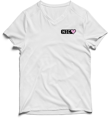 White 8-bit Heart V Neck Tee - T-shirt (500x500), Png Download