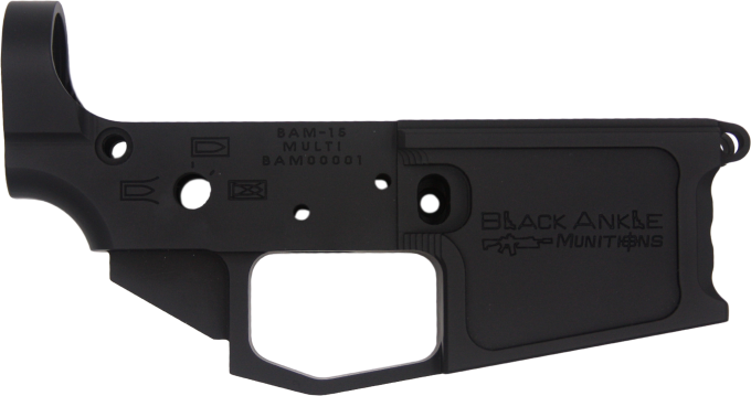 Black Ankle Munitions Bam 15 Stripped Ar 15 Billet - Stripped Lower (680x359), Png Download