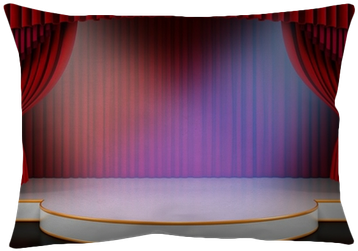 Empty Stage With Red Curtain And Spotlights Throw Pillow - Throw Pillow (400x400), Png Download