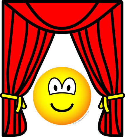 Stage Curtains, Emoticon, Theatres, Icons, Smileys, - Smiley Theater (428x470), Png Download