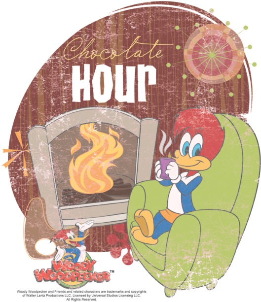 Woody Woodpecker Chocolate Hour Kid's T Shirt - T-shirt: Woody Woodpecker - Chocolate Hour (slim Fit), (600x625), Png Download