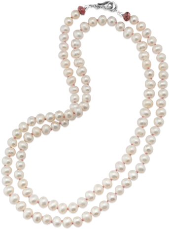 Ribbon Clasp Pearl Necklace - Necklace (350x500), Png Download
