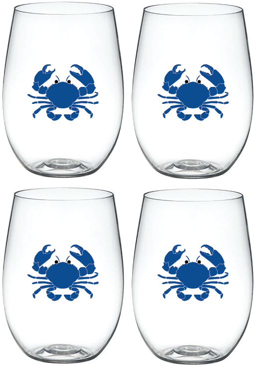 Blue Crab 'wine-oh ' Shatterproof Designer Wine Glasses - Cancer (612x792), Png Download