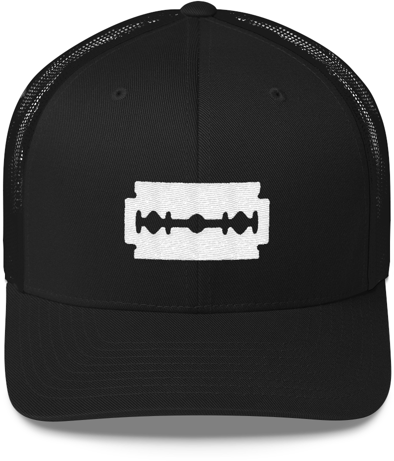 Download Razor Blade Mesh Cap - Black Cap Black Embroidery - Full Size ...