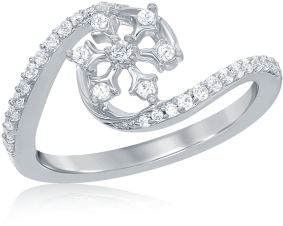 Elsa Frozen Snowflake Diamond Swirl Ring In 14k White - Elsa Snowflake Diamond Swirl Ring (640x640), Png Download