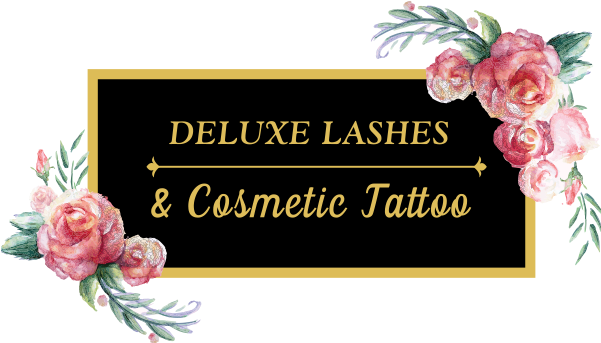 Deluxe Lashes & Cosmetic Tattoo - Goldglitzer U. Brautparty Der Watercolor-blumen-| Karte (600x354), Png Download