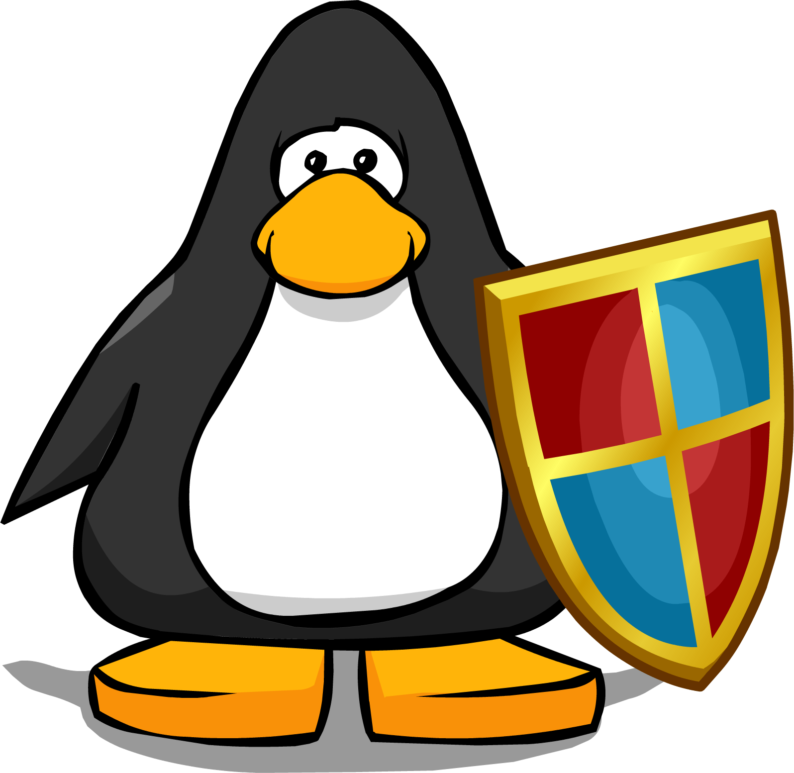Gold Shield From A Player Card - Club Penguin (1596x1554), Png Download