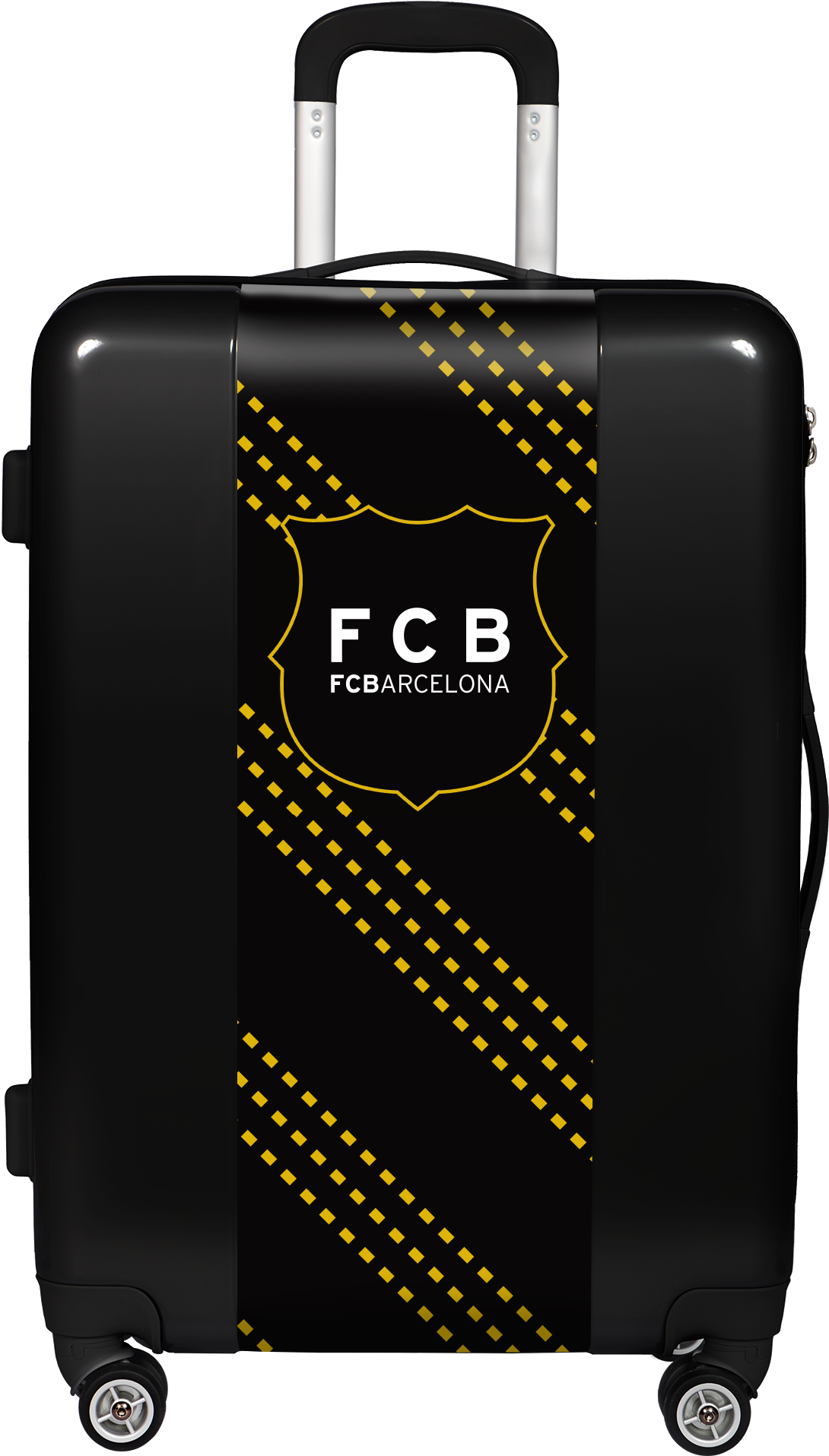 Ugo Bags Fcb Gold Shield 26.5" Hardside Spinner (black) (1100x1920), Png Download