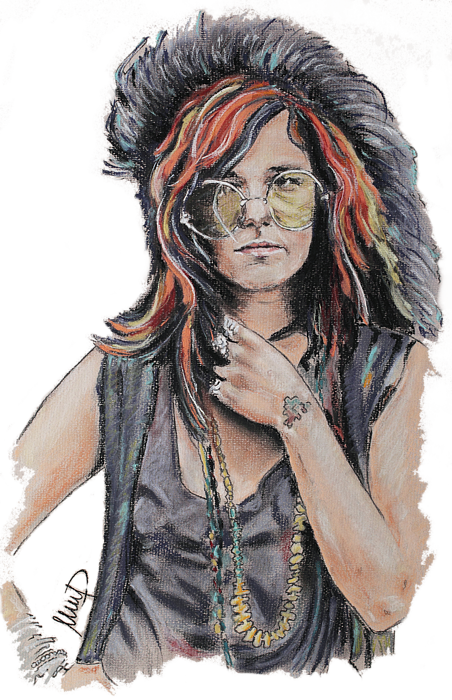 Click And Drag To Re-position The Image, If Desired - Janis Joplin Drawing (452x700), Png Download